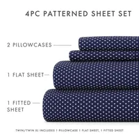 Navy Tiny Hearts 3-pc. Twin Sheet Set