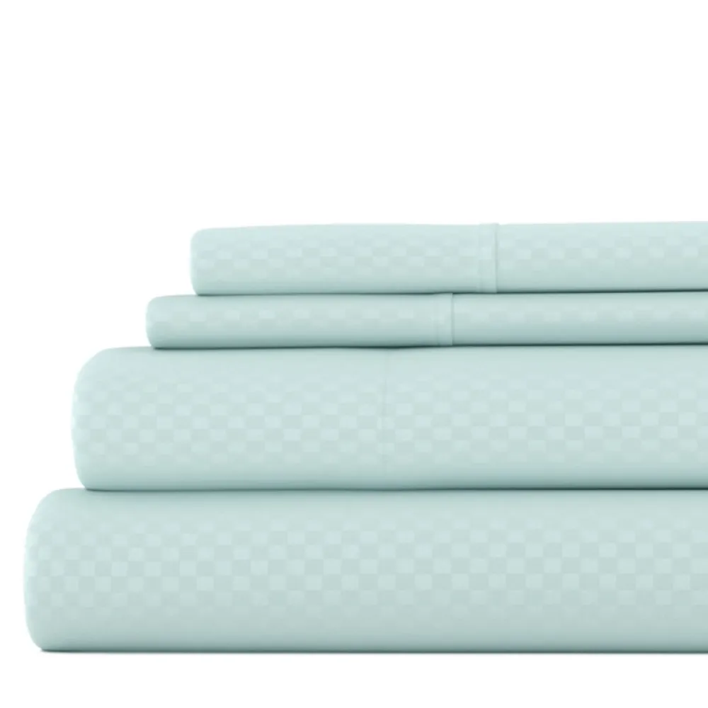 Aqua Embossed Checkered 3-pc. Twin Sheet Set