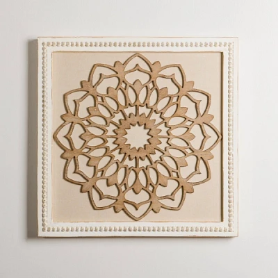 Wood Medallion Beaded Wall Plaque