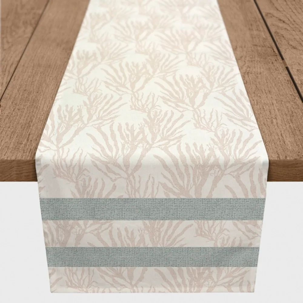 Neutral Coral Stripe Table Runner