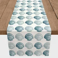 Blue Scallop Seashells Table Runner