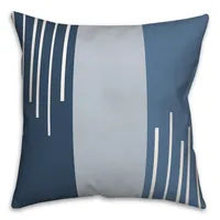 Blue Blocks and Stripes Outdoor Throw Pillow