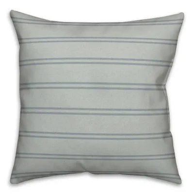 Seafoam & Blue Country Stripe Outdoor Throw Pillow