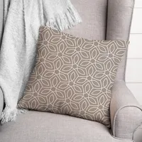 Neutral Leafy Pattern Outdoor Throw Pillow