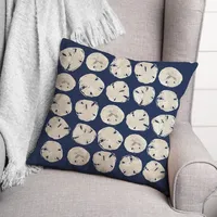 Navy Sand Dollar Outdoor Throw Pillow