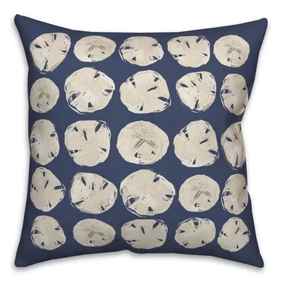 Navy Sand Dollar Outdoor Throw Pillow