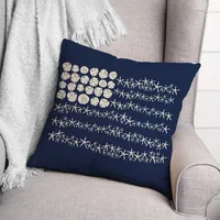 Navy Sand Dollar and Starfish Outdoor Throw Pillow