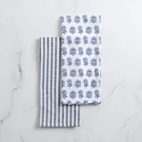 Blue Floral Print Kitchen Towels, Set of 2