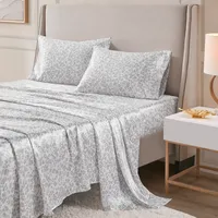 Gray Leopard Print Satin 4-pc. Queen Sheet Set