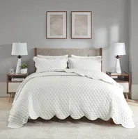 Ivory Scalloped Crinkle 3-pc. Cali King Quilt Set