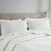 Ivory Scalloped Crinkle 3-pc. Cali King Quilt Set