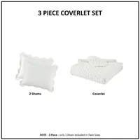 Ivory Scalloped Crinkle 3-pc. Cali King Quilt Set