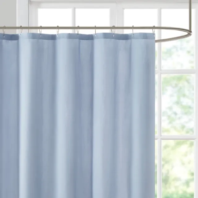 Blue Colorblock Striped Shower Curtain