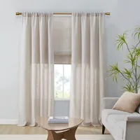 Neutral Linen Blend Curtain Panel Set, 84 in