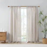 Neutral Linen Blend Curtain Panel Set, 84 in