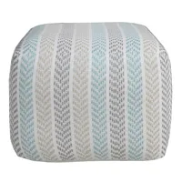 Turquoise and Tan Chevron Cotton Pouf