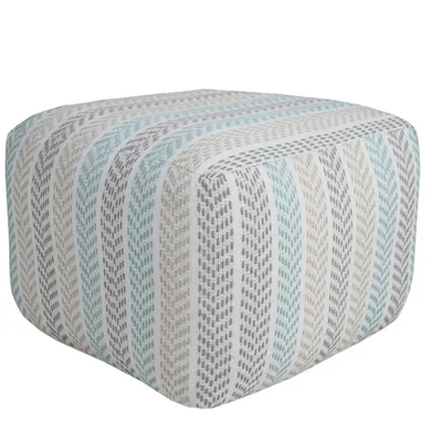 Turquoise and Tan Chevron Cotton Pouf