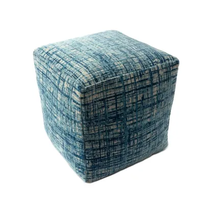 Teal Distressed Geo Ultra-Soft Pouf