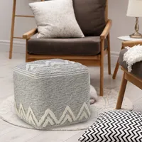 Gray and Ivory Tufted Peak Pouf