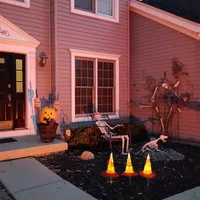 Pre-Lit Candy Corn Witch Hat Yard Stakes, Set of 3