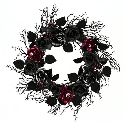 Black Rose Halloween Wreath
