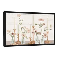 Florals with Candles Framed Canvas Art Print