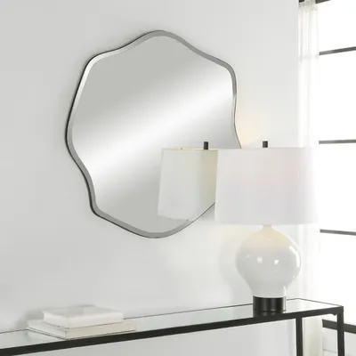 Frameless Beveled Wavy Wall Mirror