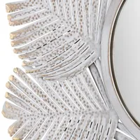 Whitewash Round Palm Leaf Wall Mirror