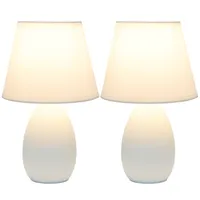 Petite Off White Oblong Table Lamps, Set of 2