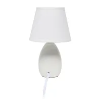 Petite Off White Oblong Table Lamps, Set of 2