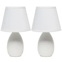 Petite Off White Oblong Table Lamps, Set of 2