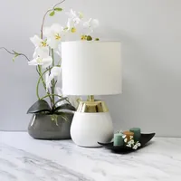 White and Metallic Gold 4-Touch Table Lamp