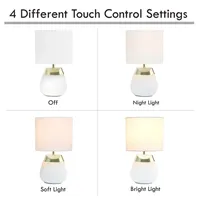 White and Metallic Gold 4-Touch Table Lamp