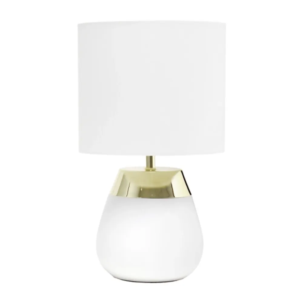 White and Metallic Gold 4-Touch Table Lamp