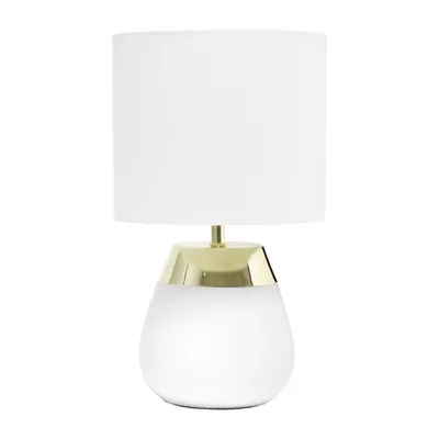 White and Metallic Gold 4-Touch Table Lamp