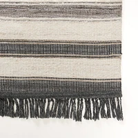 Black and White Stripe Handwoven Outdoor Rug, 5x7