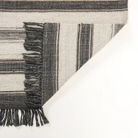 Black and White Stripe Handwoven Outdoor Rug, 5x7