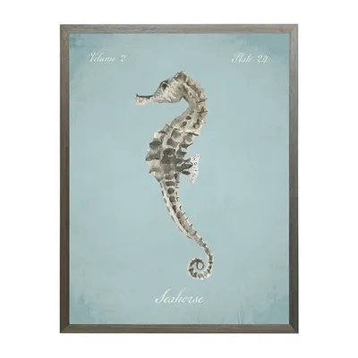 Seahorse in Blue Framed Art Print