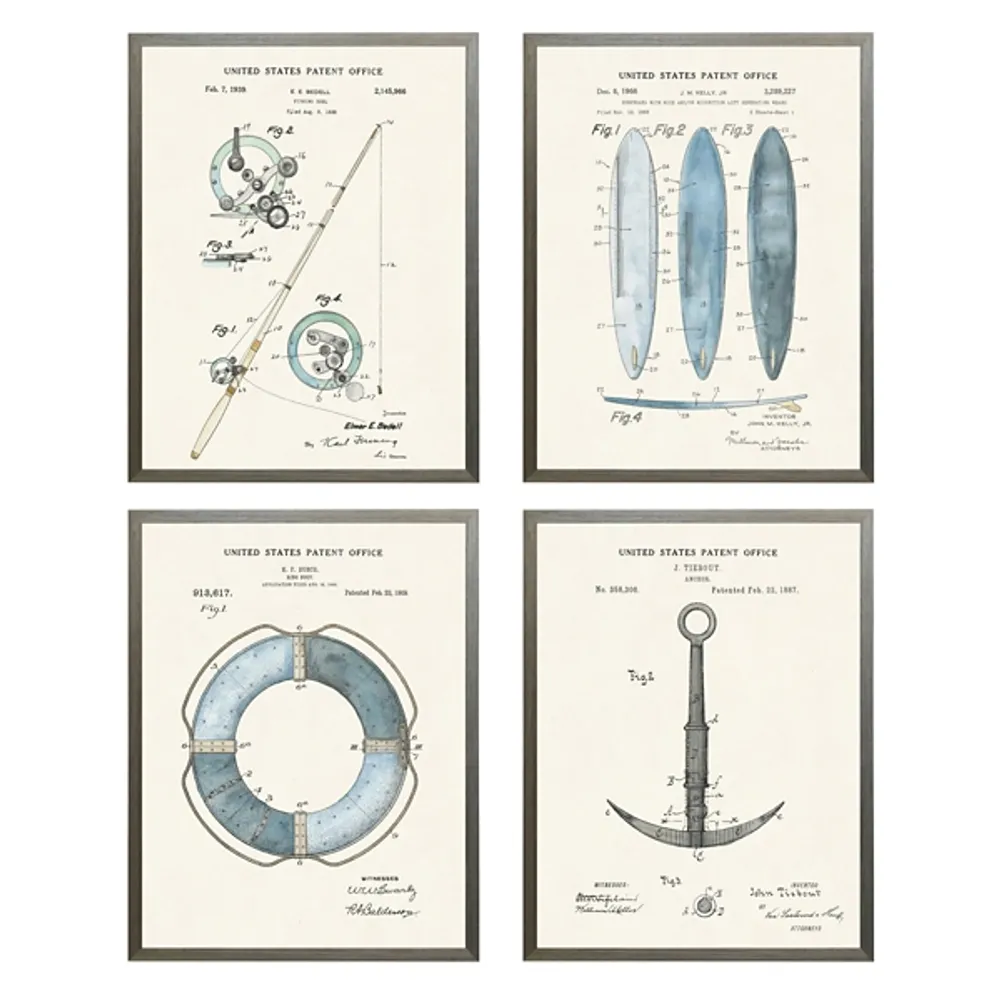 Nautical Patent Framed Art Prints, Set of 4