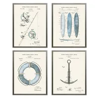 Nautical Patent Framed Art Prints, Set of 4