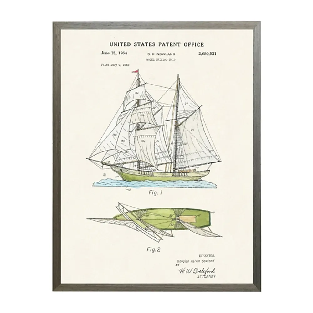 Kirkland's Vintage Sailing Ship Patent Framed Art Print