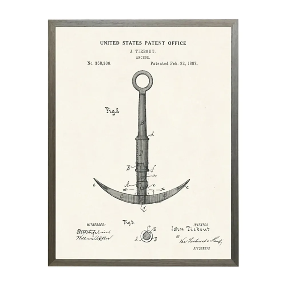 Vintage Anchor Patent Framed Art Print