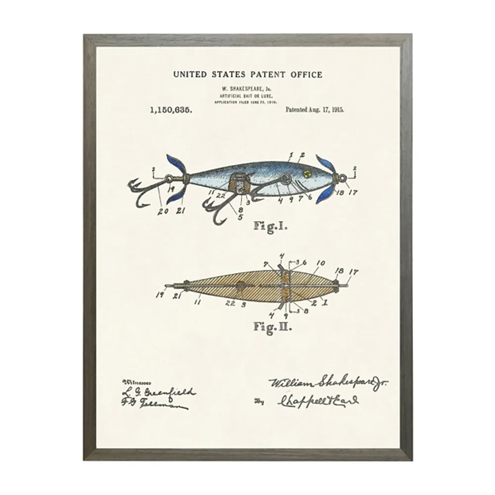 Kirkland's Vintage Fishing Lure Patent Framed Art Print