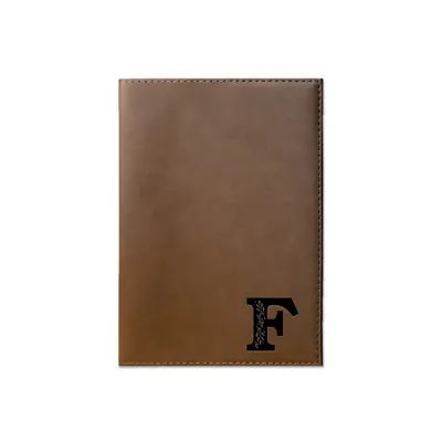 Brown Faux Leather Floral Monogram F Journal