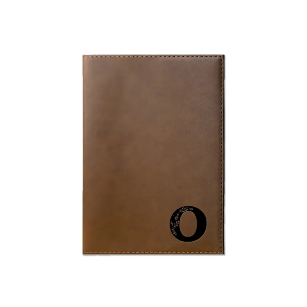 Brown Faux Leather Floral Monogram O Journal