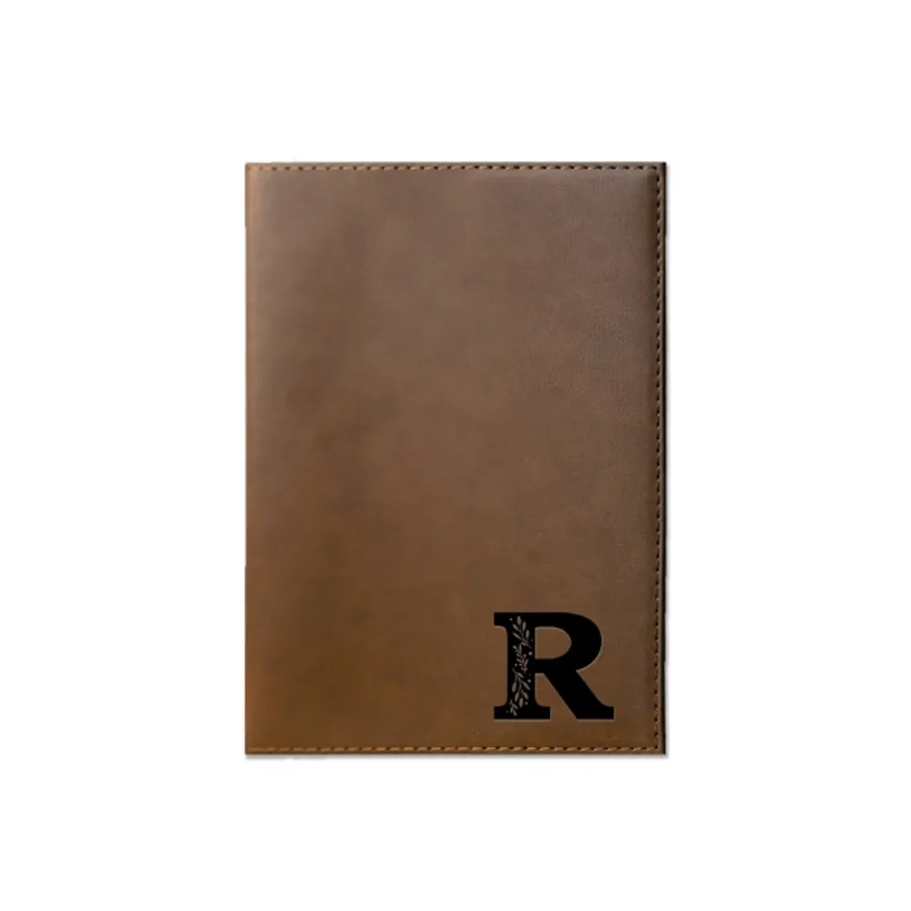 Brown Faux Leather Floral Monogram R Journal