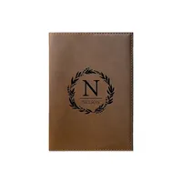 Personalized Brown Faux Leather Wreath Journal