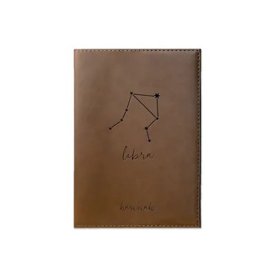 Personalized Brown Faux Leather Libra Journal