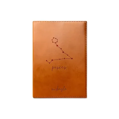Personalized Rawhide Faux Leather Pisces Journal