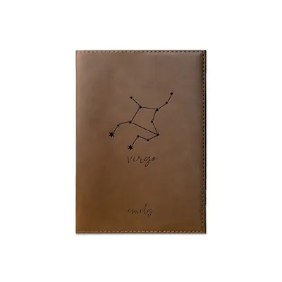 Personalized Brown Faux Leather Virgo Journal